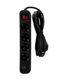 Сет/фильтр LIRA LRI142B, 4 роз., зазем., выкл., 2 x USB, 1 x typeC, длина 2 м.,16А, черн. /уп.50шт.