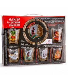 Стопки + пепельница подароч. набор 1210-Д Охота ретро 7 пр. (6)керамики в Новосибирске оптом большой ассортимент. Посуда фарфоровая в Новосибирскедля кухни оптом.