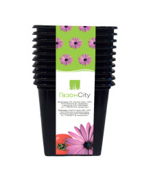 Горшок квадратный 9x9x8 см (уп.10 шт), объем 0,5 л, черный