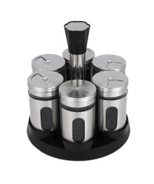 Набор для специй, 6шт. 15.4x15.4x16.1см, стекло, нерж.сталь, пластик, цвет серебро