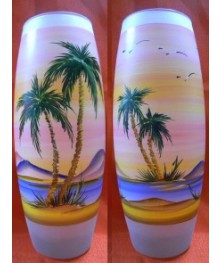 Ваза для цветов 77/54 бочка Н26 D10 мат. сложная росписьДекоративное стекло оптом с доставкой по РФ. Большой каталог декорративных стекл оптом