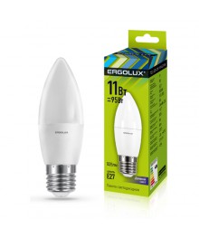 Эл. лампа светодиодная Ergolux LED-C35-11W-E27-6K (Свеча 11Вт E27 6500K 172-265В, аналог  Вт)нецк, Ленинск-Кузнецк, Барнаул, Горно-Алтайск, Бийск и др. Большой каталог светодиодных ламп оптом.