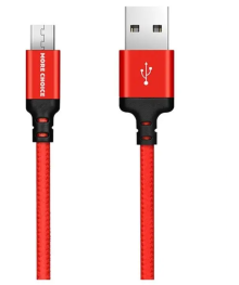 Кабель USB - micro USB More choice K12m Black Red 2A, нейлон, 1м