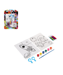 Набор для раскрашивания,фломастеры,краски,кисть,карабины,раскрас. в комплекте,картон,блистер