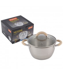 Mallony Кастрюля Fortuna, объем 2,5 л, из нерж стали с крышкой, матовый корпус, ручки с силиконом доставкой - Новосибирск, Новокузнецк, Горно-Алтайск. Низкие цены, большой ассортимент посуды оптом