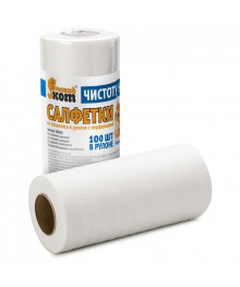 Рыжий кот - Салфетки из спанлейса в рулоне с перфорацией 25*30 см, 100 шт.Востоку. Тряпка для пола оптом по низкой цене. Рыжий кот для уборки оптом со склада в Новосибриске.