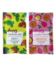 Соль для ванн с пеной Happy Шоколад и мята/Апельсин и маракуйя, 100 г