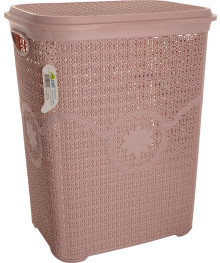 Корзина д/белья 65л 44х37х55см пудрово-розовая ASD040-P с крышкой (Турция)