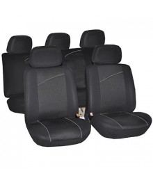 Чехлы комплект 9 пр., полиэстер, Бета, 3 молн. в спинке, 1 молн. в сидении, черный/серый Новокузнецк, Горно-Алтайск. Низкие цены, большой ассортимент. Автоаксессуары оптом по низкой цене.