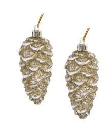 Набор шишек декоративных, 2 шт, цвет золотой