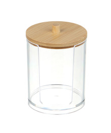 Органайзер для ватных дисков с бамбуковой крышкой, 8,5x7см, PS, бамбук, ВЗ24-25
