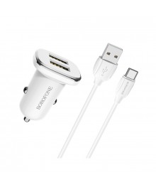 Переходник авто прикуривателя BOROFONE BZ12 ЗУ + кабель Type-C (2 гнезда USB, 5B,2400mA) с доставкой по Дальнему Востоку. Большой каталог авторазветвителей оптом со склада в Новосибирске.