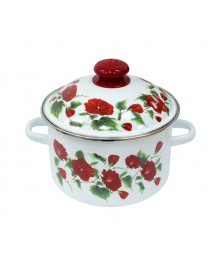 Кастрюля цилиндрическая Стальэмаль 3л с ободком, белая, декор Рамо 3MD181M (6/уп)Посуда эмалированная оптом Сталь Эмаль. Эмалированные кастрюли оптом.