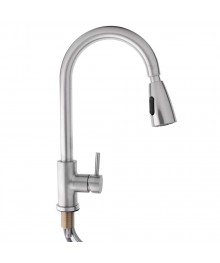 Смеситель СоюзКран для кухни SS01-E13, выдвиж. излив 40см, кер. картридж 35мм, графит, нерж. сталь
