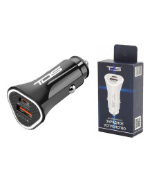 Переходник авто прикуривателя TDS TS-CAU40 Чёрный (PD20W+QC3.0, 3000mA)