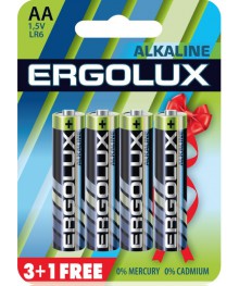 Бат LR6            Ergolux BL-3+1 (FREE)  (40шт)  уп.40/720