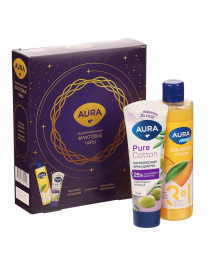 Набор подарочный женский AURA: Гель-смузи д/душа 3в1, 250мл+Крем д/рук Комплексный, 75мл