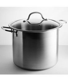 WEВBER Кастрюля BE-128-10L нерж сталь 10 литров, со стеклянной крышкой, 24*21см доставкой - Новосибирск, Новокузнецк, Горно-Алтайск. Низкие цены, большой ассортимент посуды оптом