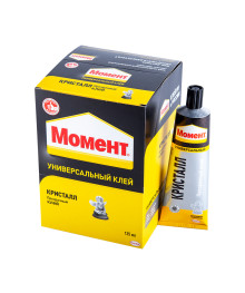 Универсальный клей "Момент Кристалл", 125 мл, в шоу-боксе (6шт/48/уп) 20215том. Клей момент оптом с доставкой по Дальнему Востоку. Клей момент оптом со склада в Новосибриске.