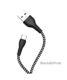 Кабель USB - TYPE C  BOROFONE BX39 1 метр, 3A, ТПЭ + нейлон, чёрно-белый