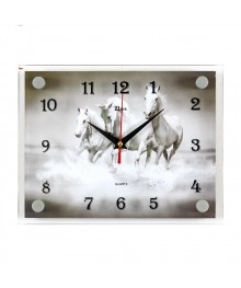 Часы настенные СН 2026 - 449 3 белых коня прямоуг. (20х26) (10)астенные часы оптом с доставкой по Дальнему Востоку. Настенные часы оптом со склада в Новосибирске.
