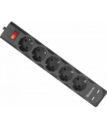 сет/фильтр DEFENDER DFS 751 1.8 метра (5 роз,2*USB,2,1А)