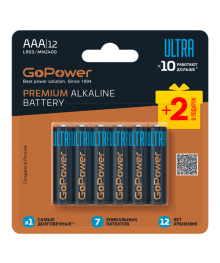 Бат LR3            GoPower ULTRA AAA BL10+2 Щелочная 1.5V (12/72/576)