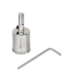 Коронка алмазная с центрирующим сверлом d 25 мм по керамике и стеклу, Р45, трехгр хвостовик