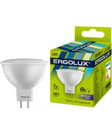 Эл. лампа светодиодная Ergolux LED-JCDR-7W-GU5.3-6K ( 7Вт GU5.3 6500K 172-265В, аналог 60 Вт)нецк, Ленинск-Кузнецк, Барнаул, Горно-Алтайск, Бийск и др. Большой каталог светодиодных ламп оптом.