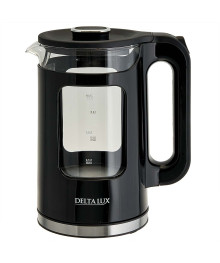 Чайник DELTA LUX DE-1017 корпус из жаропр. стекла, черный: 2200Вт, 1,7л (6)