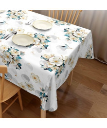 Клеенка GRACE STS5708-1 глянцевая ткань с пвх покрытием, Цветы с жемчугом, 340-360 г/м2 1,4х20м