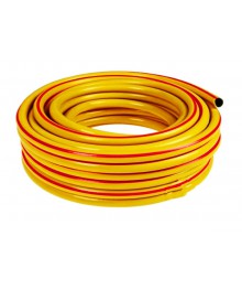 Шланг ПВХ армированный 3-х слойный 18х22мм 3/4" Радуга желтый с красной полосой 25м