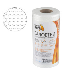 Рыжий кот - Салфетки из спанлейса в рулоне с перфорацией 22*19см, 40гр/м2, соты, 100 шт.