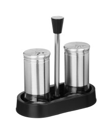 Набор для соли и перца 2шт. 16.6x8.5x17.5см, стекло, нерж.сталь, пластик, цвет серебро