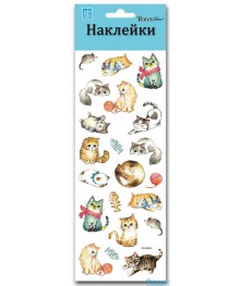 Наклейка   PEA 3806 (Кошечки-мини) 10х25 см, ПВХ, влагост, отделка золото по контуру. Наклейки декоративные, интерьерные, наклеёки на стекло и на мебель оптом со клада в Новосибриске.