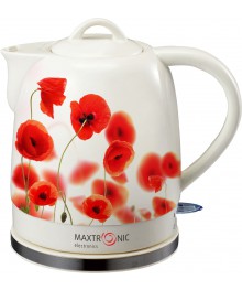 Чайник  MAXTRONIC MAX-YD-182 керам Маки на белом(1,5 кВт, 1,6 л) (8/уп)ирске. Отгрузка в Саха-якутия, Якутск, Кызыл, Улан-Уде, Иркутск, Владивосток, Комсомольск-на-Амуре.