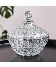 Конфетница стеклянная с крышкой 1,4л FUJIN CB7377GCL (8/1)