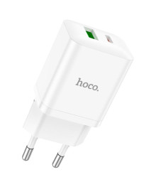 Блок пит USB сетевой HOCO N28 Founder PD20W+QC3.0 1хUSB-С, 1хUSB-A, 3А, белое (13/130)