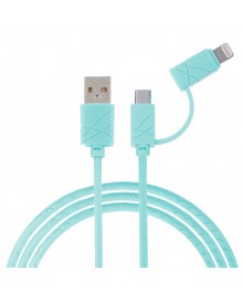 Кабель USB - 2в1 - micro USB/IP  1 м, 2А, плоский, колпачки для штекеров, 2 цв, для зарядкиВостоку. Адаптер Rolsen оптом по низкой цене. Качественные адаптеры оптом со склада в Новосибирске.