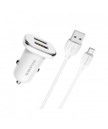 ЗУ в прикуриватель на 2 гнездо USB BOROFONE BZ12 + Micro USB Белый (5B,2400mA) с доставкой по Дальнему Востоку. Большой каталог авторазветвителей оптом со склада в Новосибирске.