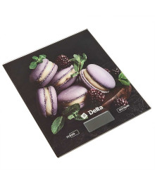 Весы кухонные DELTA KCE-65 "Ягодные макарони" : 5 кг, стекло.LCD-дисплей, Автообнуление/автоотключе