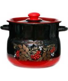 Кастрюля сферическая Стальэмаль 8л красно-чёрная С1920.38 (2/уп)Посуда эмалированная оптом Сталь Эмаль. Эмалированные кастрюли оптом.