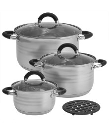 WEВBER Набор посуды 6 предметов ВЕ-637/6 1,9л,3,8л,5,8л со стекл. крышками+подставка (4)