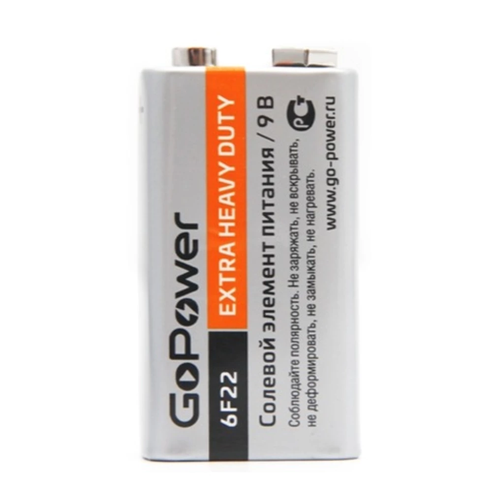 Бат 6F22         GoPower Крона Shrink 1 Heavy Duty 9V (1/10/200)