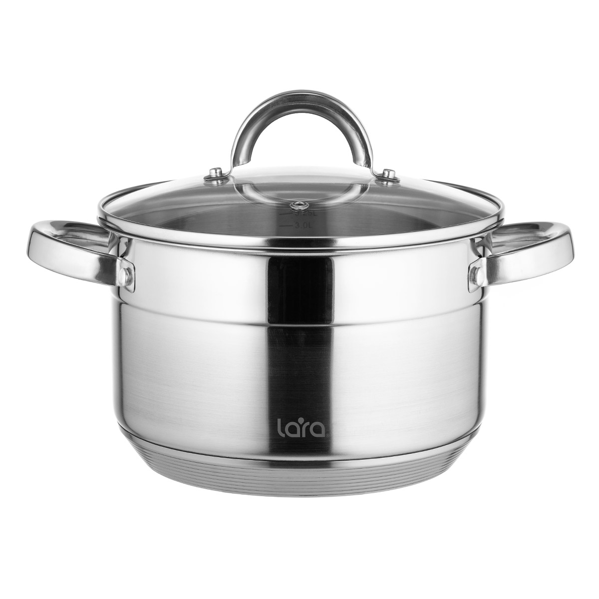 LARA LR02-404 Кастрюля AURORA 14,5x24см, 6.3л, стал.ручки, капсулир индукц дно, крышка