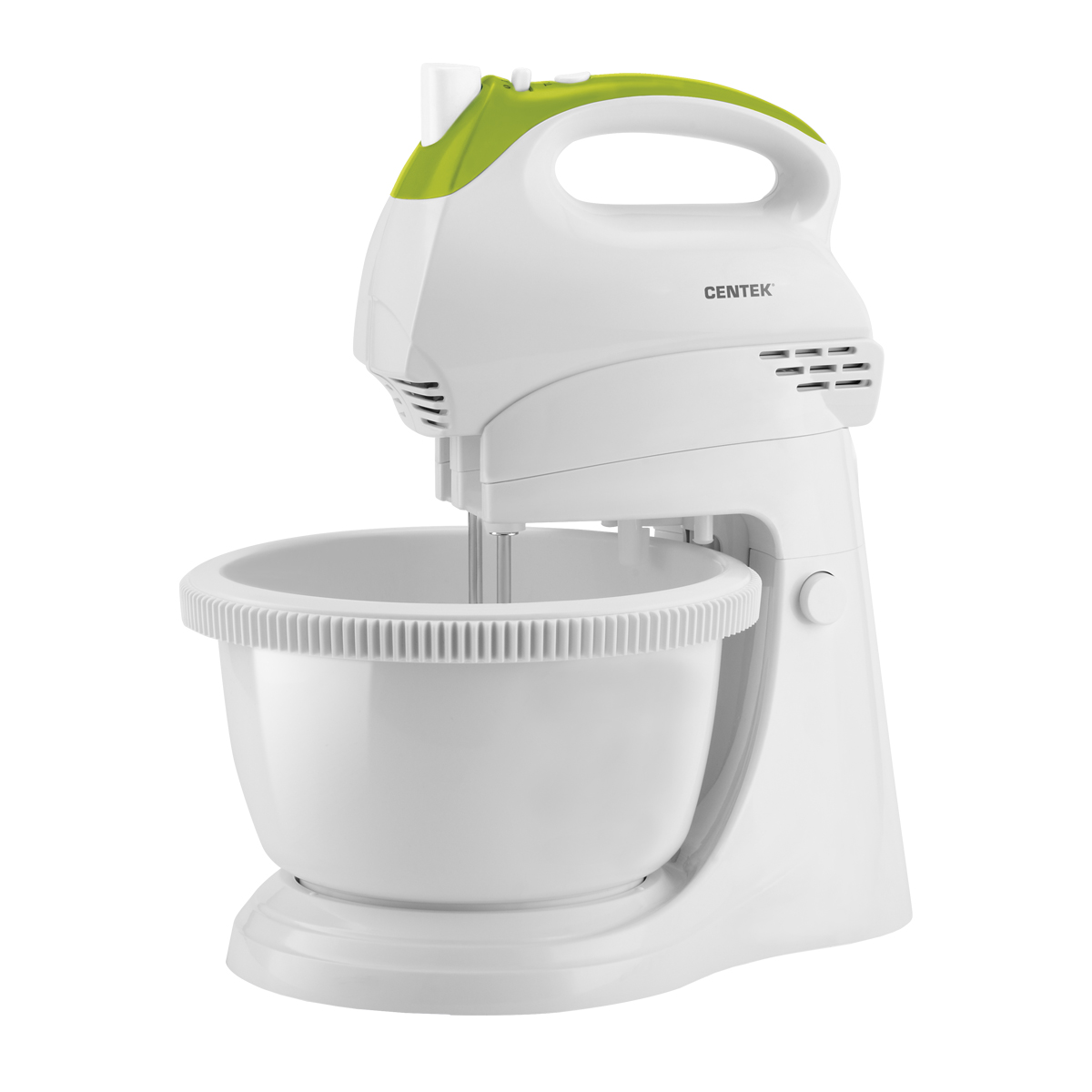 Миксер Centek CT-1119 с чашей (белый/зеленый) 350Вт, 2.5л, 5 скоростей+турбо, взбивание/замешивание