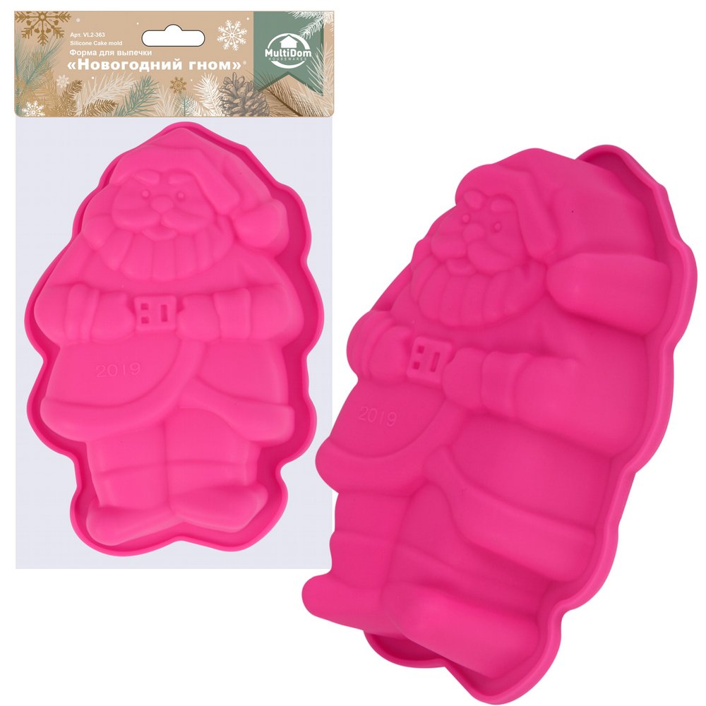 Форма для выпечки, силикон, "Новогодний гном", р 18,5х11,5х4 см, VL2-363