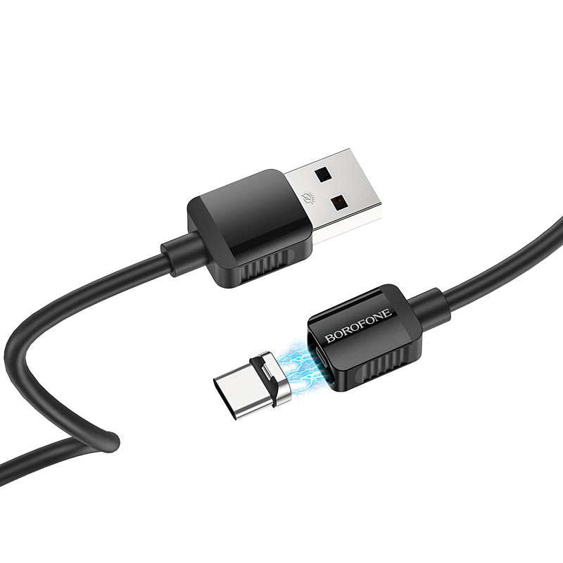 Кабель USB - TYPE C  BOROFONE BX57 Чёрный, магнитный, прямоугольный, 2A, 1м