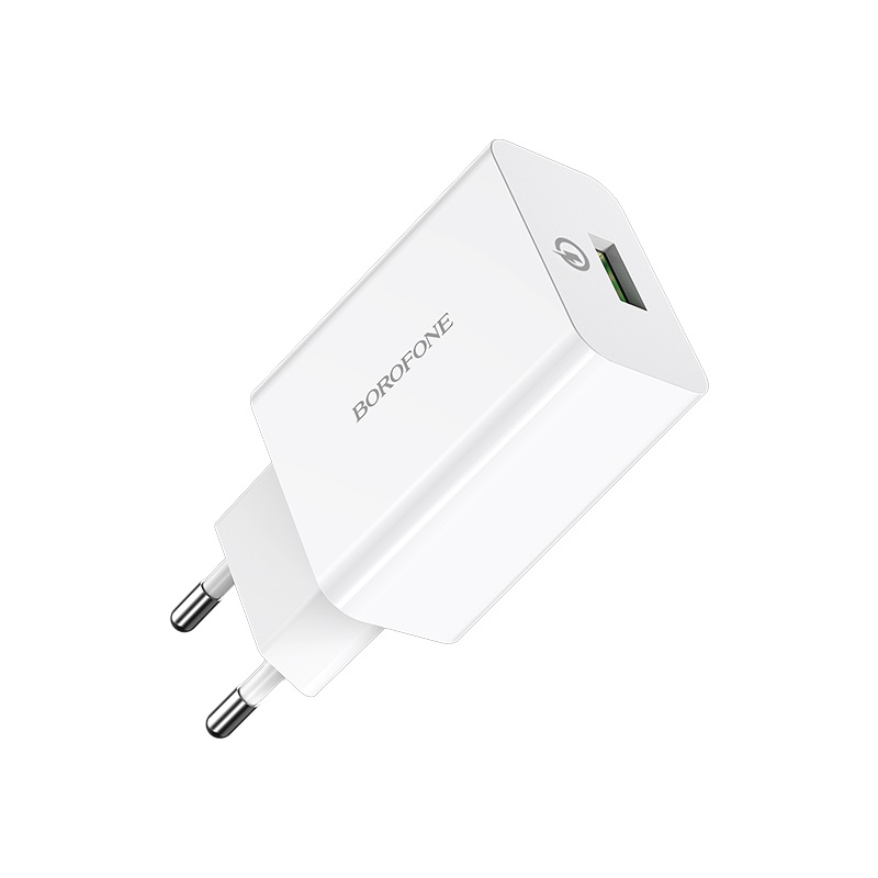 Блок пит USB сетевой  BOROFONE BA21A  Белый (1USB, быстрая зарядка QC3.0, 18W)