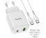 Блок пит USB сетевой  HOCO N5, PD20W+QC3.0, 1хUSB-А,1хType-C, 3А + каб (Type-C на Type-C), 1 м,бел